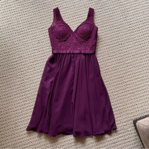 Purple lacy bridesmaid's dress